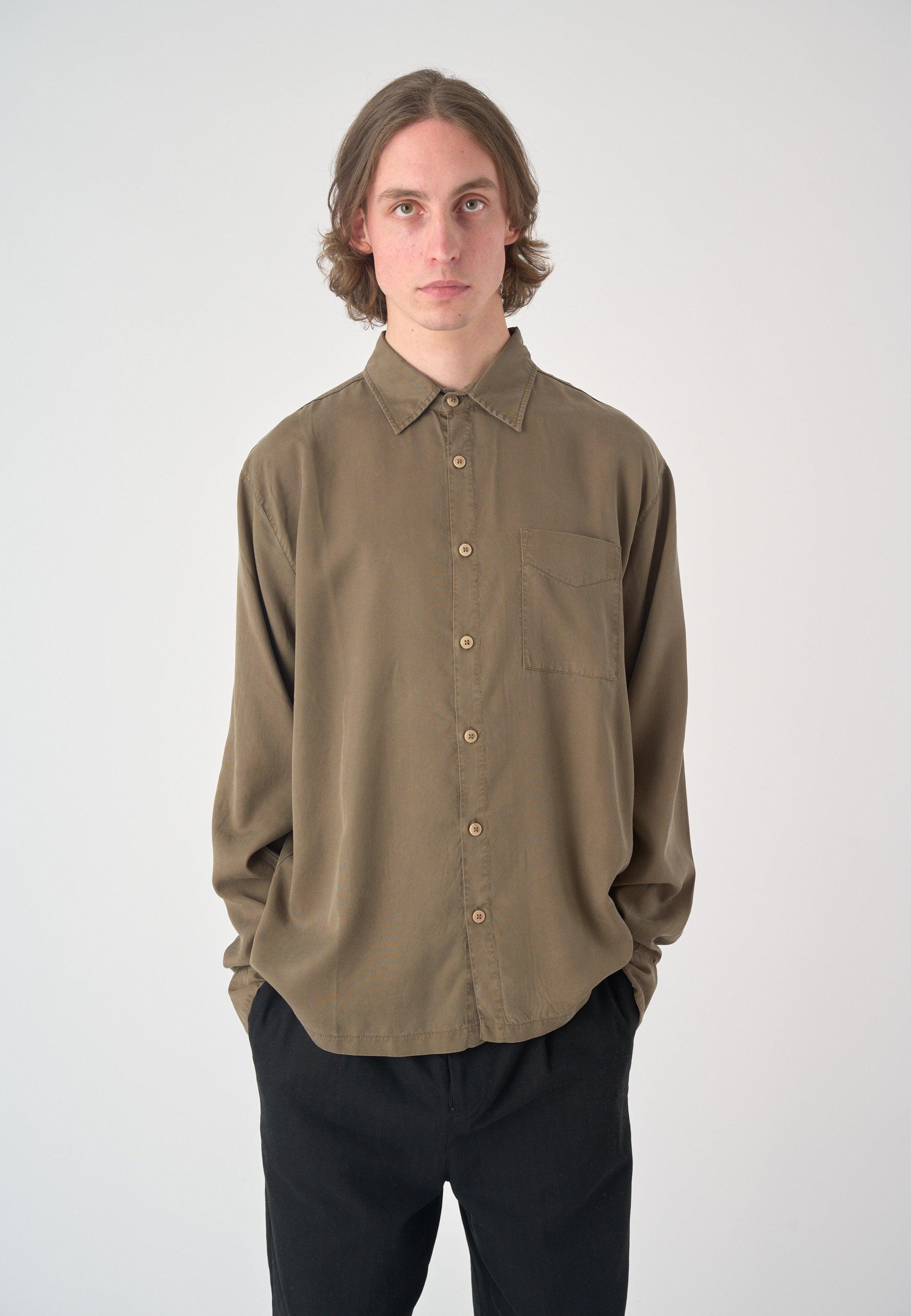 Cleptomanicx Oversized Easy Shirt Hemd Herren braun